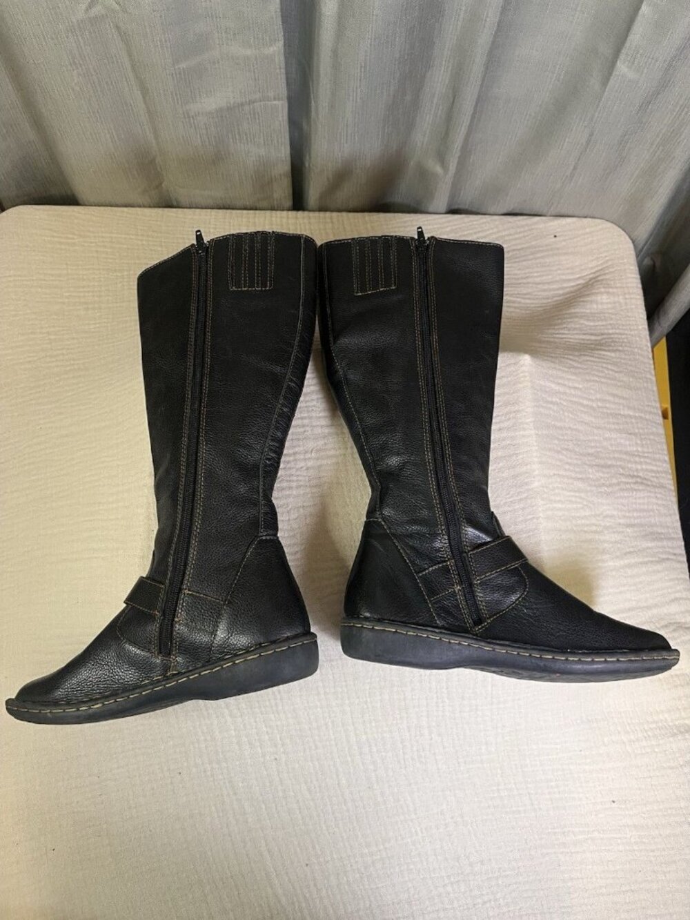 Cabelas 16” Leather Riding Boots Womens 8.5M Brown Pebbled Zip Buckle Over Calf - Picture 8 of 9